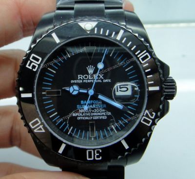 High Quality Rolex Bamford Submariner Replica Watch / Black Watch Case / Blue Markers